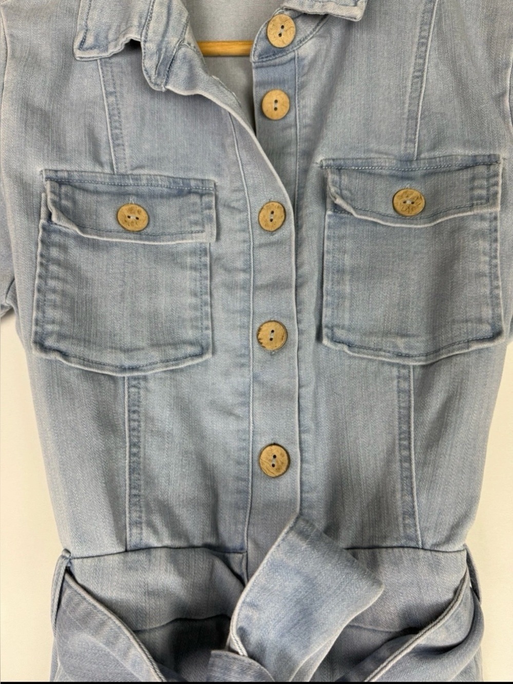 Haute Monde Light Blue Denim Jumpsuit with Tie Waist NWOT - Picture 2 of 6